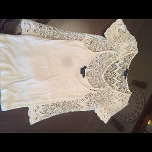 Ralph Lauren Cotton Tank Top with Lace Overlay